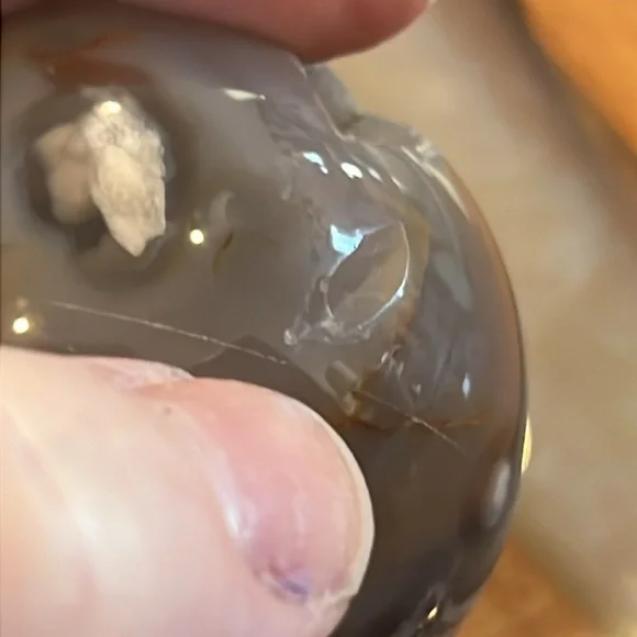 Black Flower Agate Gemstone/ Crystal Sphere NWOT